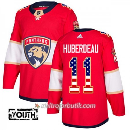 Barn Ishockey Florida Panthers Tröja Jonathan Huberdeau 11 Adidas 2017-2018 Röd USA Flag Fashion Authentic